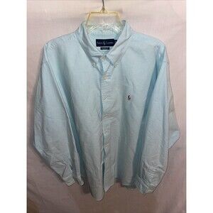 Polo Ralph Lauren Flesh Pony Mens Dress Shirt Size XL (17.5) Light Blue Business